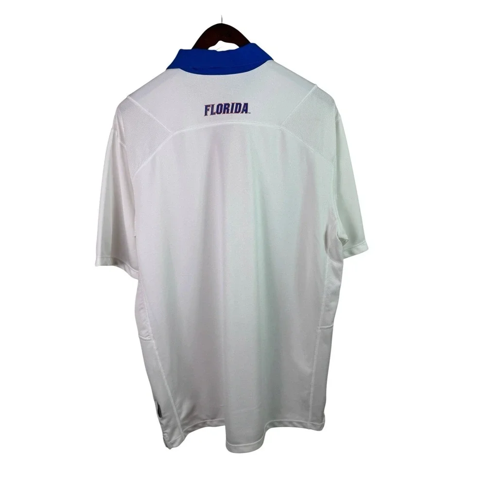 Florida Gators Shirt Polo Mens Large White NCAA Football Nike Dri Fit